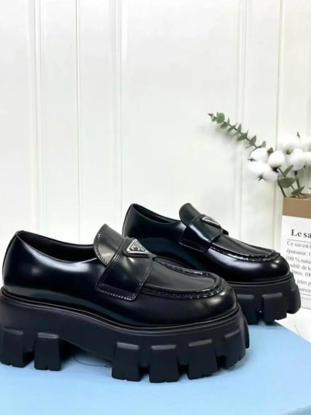 🐕Prada Triangle Logo Lug Sole Loafers - Picture 3 of 8